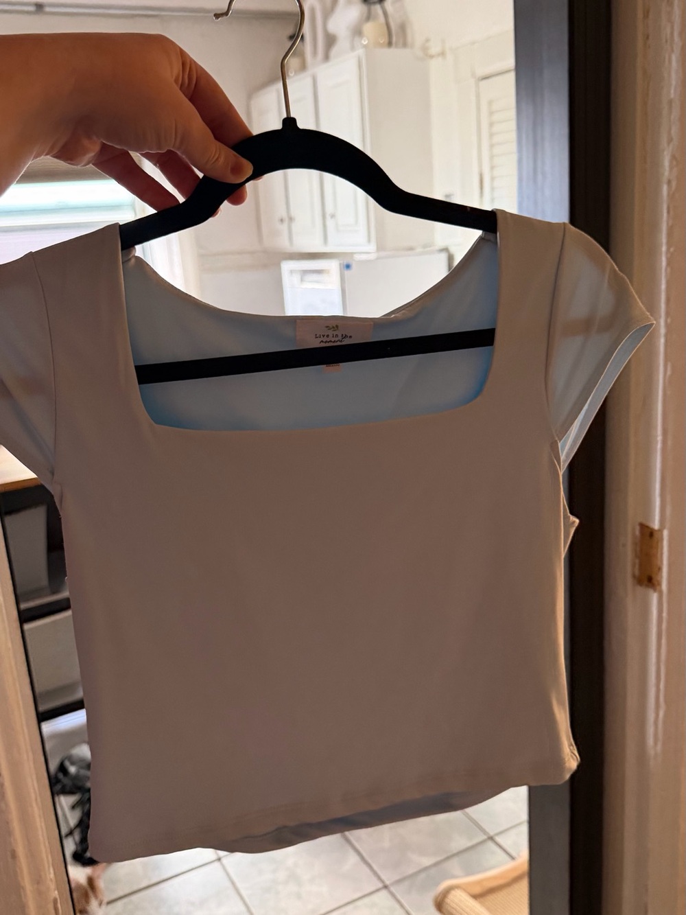 Source Unknown Cream Square-Neck Crop Top